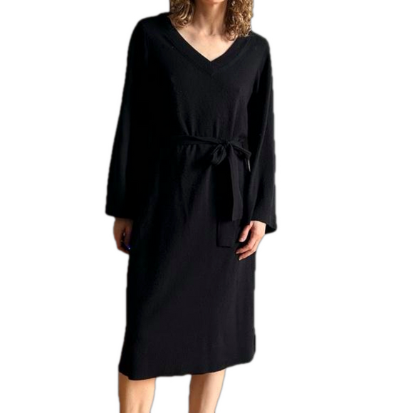 Iris Setlakwe Dresses & Skirts - Iris Setlakwe Merino Wool Cashmere Blend Black Belted Midi Dress